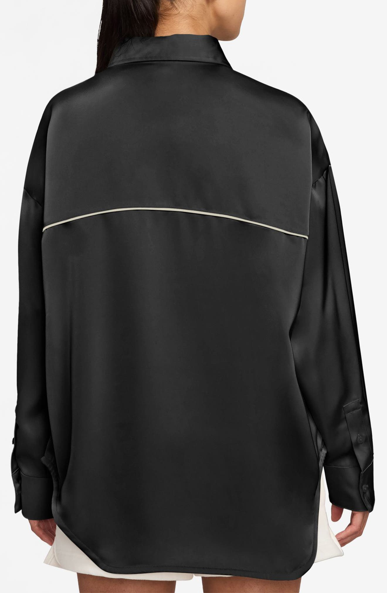 Oversize Satin Button-Up Top - image 2