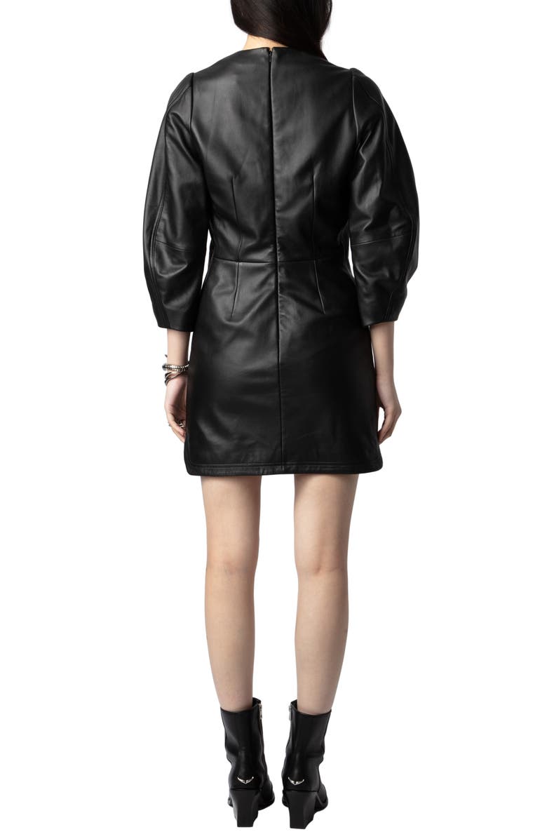 Zadig & Voltaire Rean V-Neck Leather Dress, Alternate, color, 