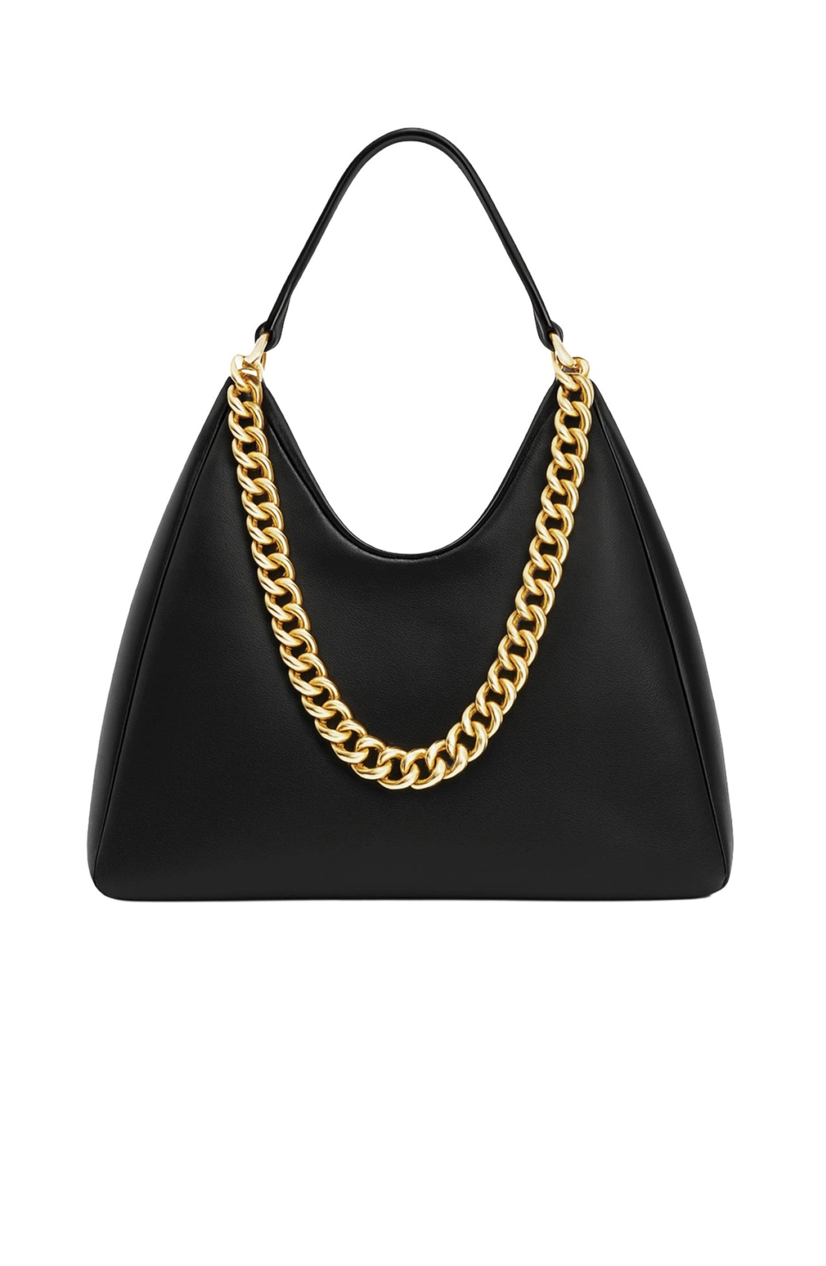 The Noli Shop Tribeca Chain Leather Bag, Main, color, Black