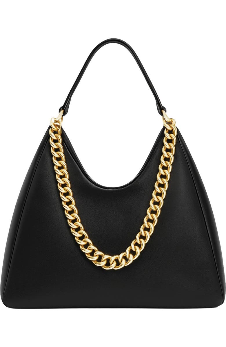 The Noli Shop Tribeca Chain Leather Bag, Main, color, Black