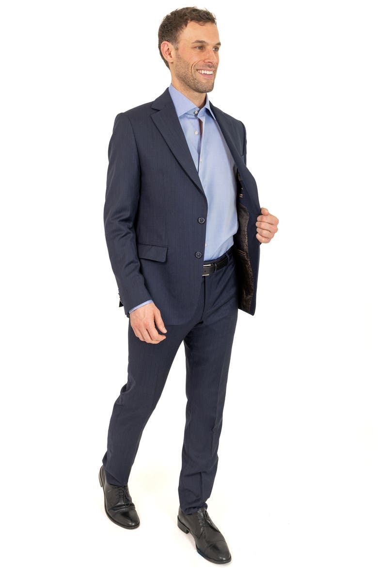 Trim Fit Wool Suit, Alternate, color, BLUE