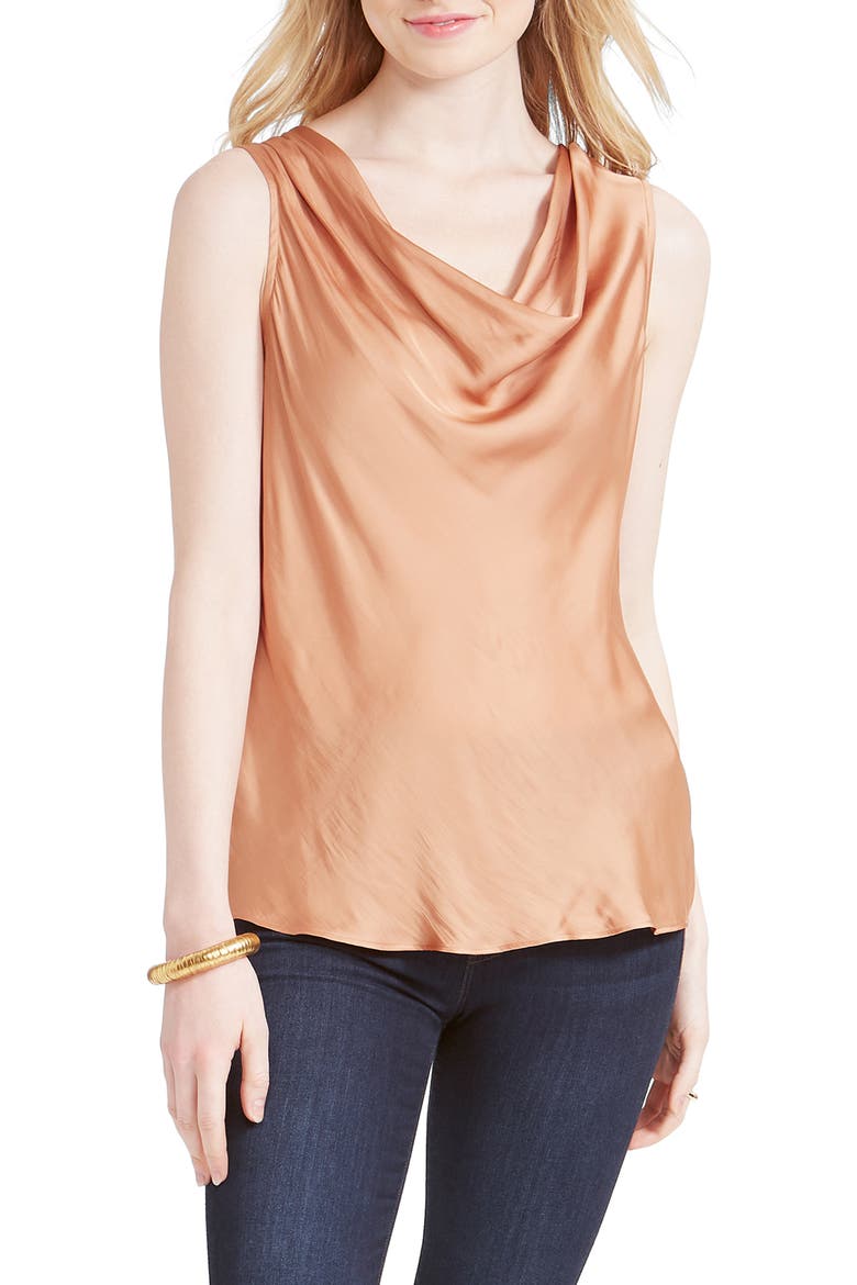 Destination Crinkle Cowl Neck Top, Main, color, SOFT COPPER