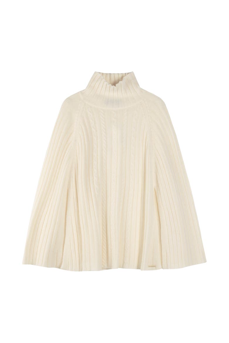 knit cable cape, Main, color, cream