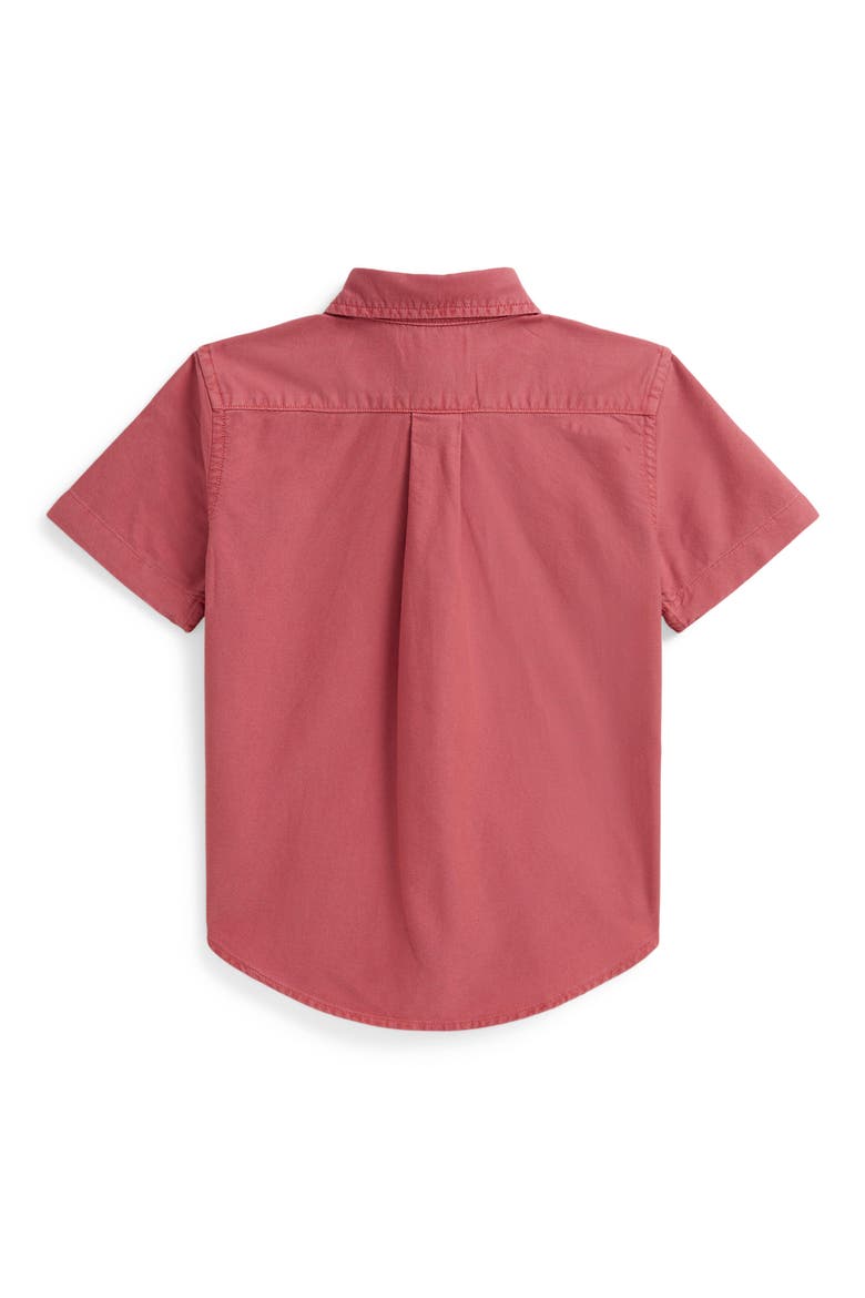 Kids' Short Sleeve Cotton Oxford Button-Down Shirt, Alternate, color, ADIRONDACK BERRY