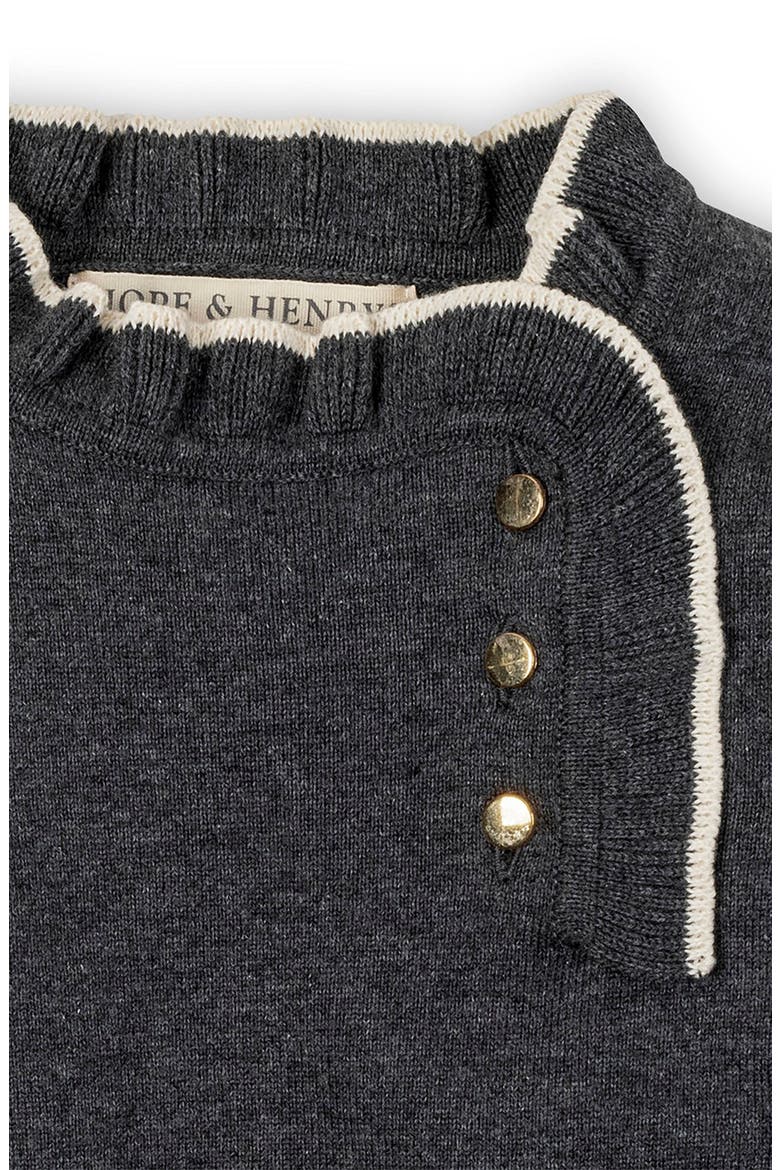 Kids' Organic Long Sleeve Ruffle Trim Sweater Dress, Alternate, color, Charcoal Heather
