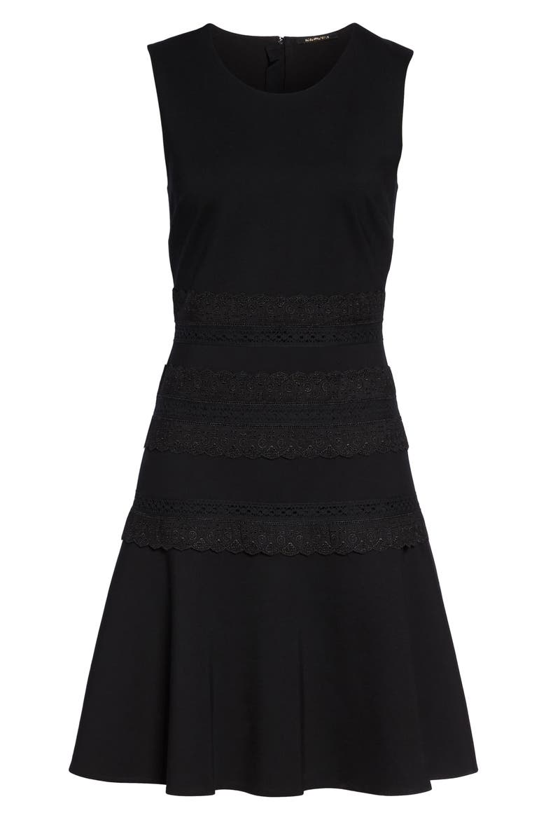 Sophie Sleeveless Lace Trim Dress, Alternate, color, BLACK