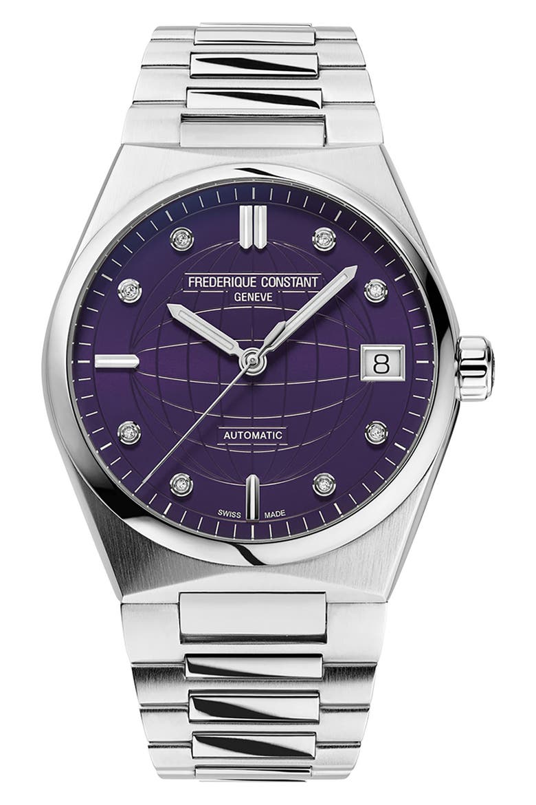 Highlife Diamond Automatic Bracelet Watch, 34mm, Main, color, SILVER-TONE
