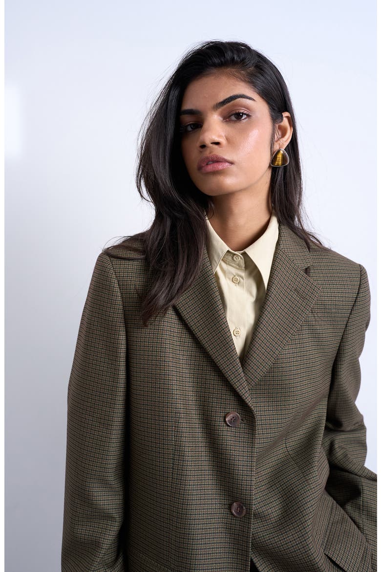 Oversize Houndstooth Blazer, Alternate, color, MEDIUM GREEN