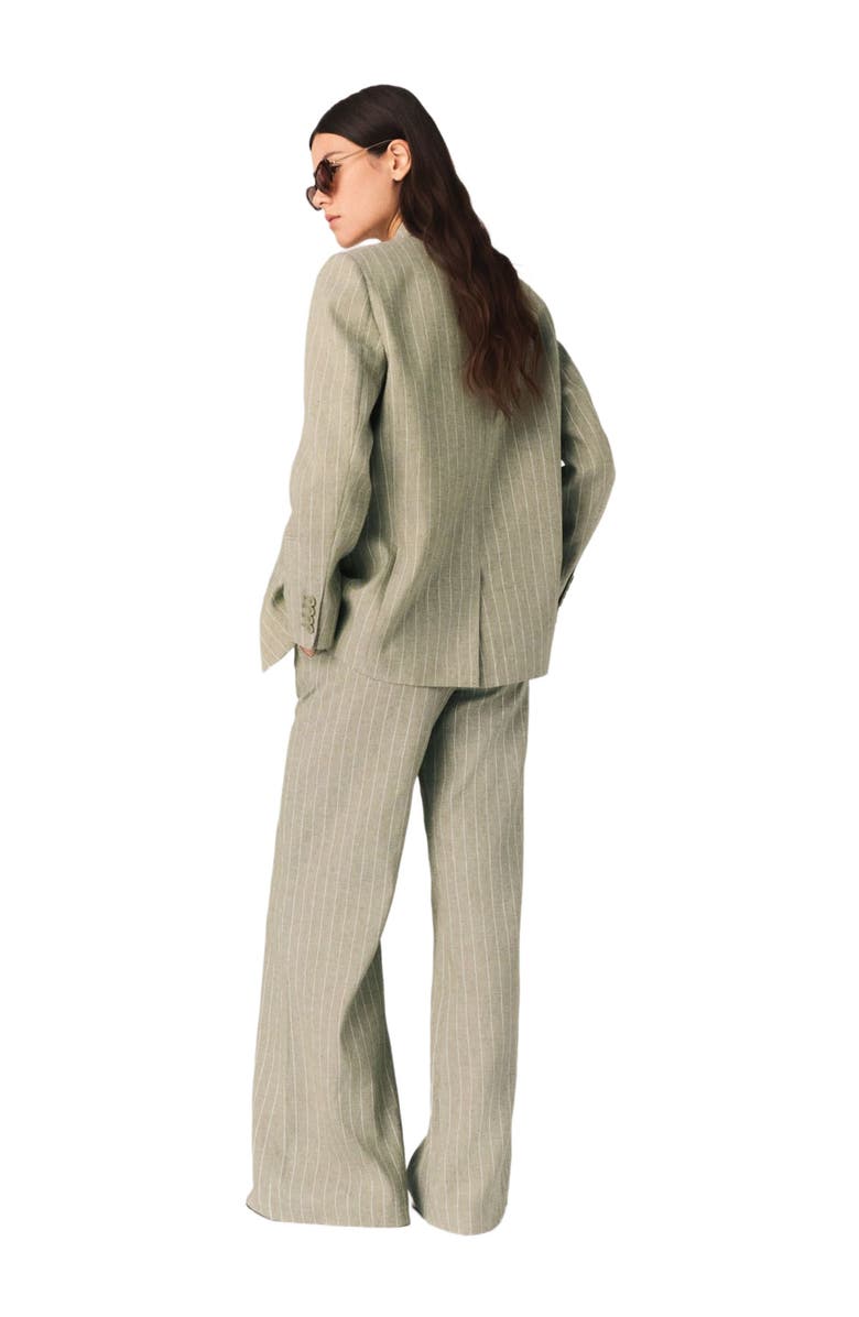 maje Linen-blend suit trousers, Alternate, color, Khaki