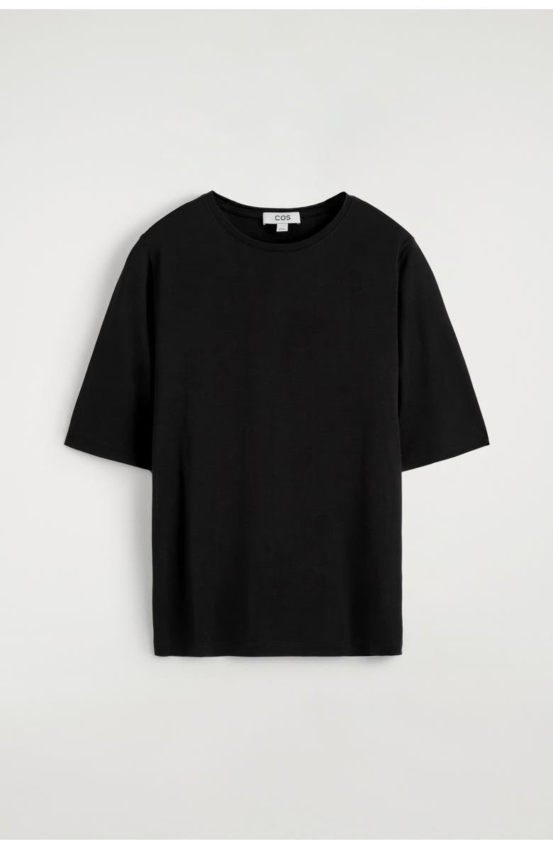 COS Fluid Silk T-Shirt, Alternate, color, Black