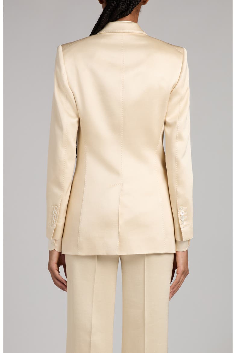 Double Breasted Silk & Wool Twill Blazer, Alternate, color, AW040 CHAMPAGNE