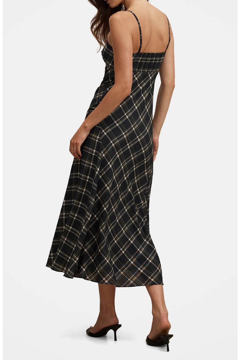 Harley Check Godet Midi Dress, Alternate, color, OLIVE CHECK