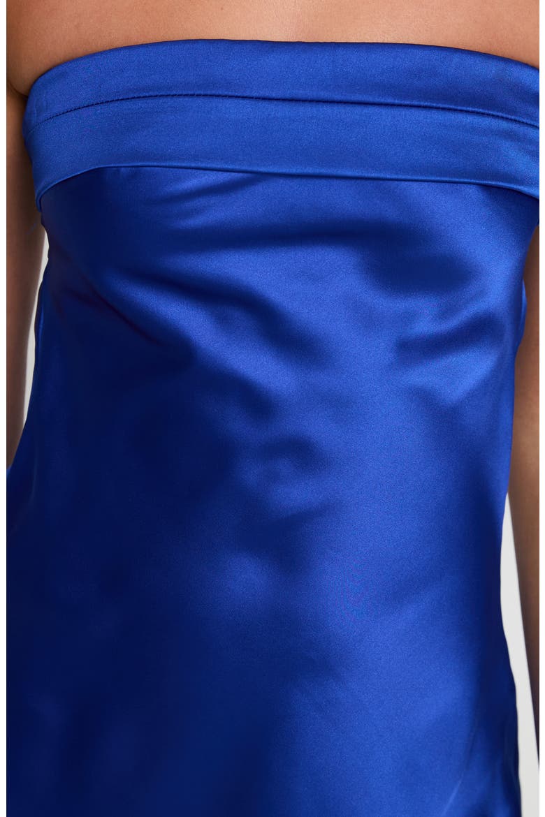 Phillipa Strapless Satin Minidress, Alternate, color, COBALT