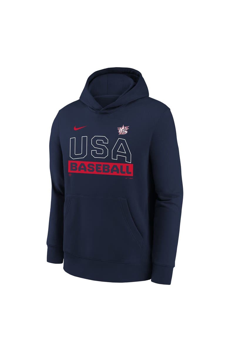 Nike Youth Nike  Navy USA Baseball 2026 World Baseball Classic Club Fleece Hoodie, Alternate, color, Navy