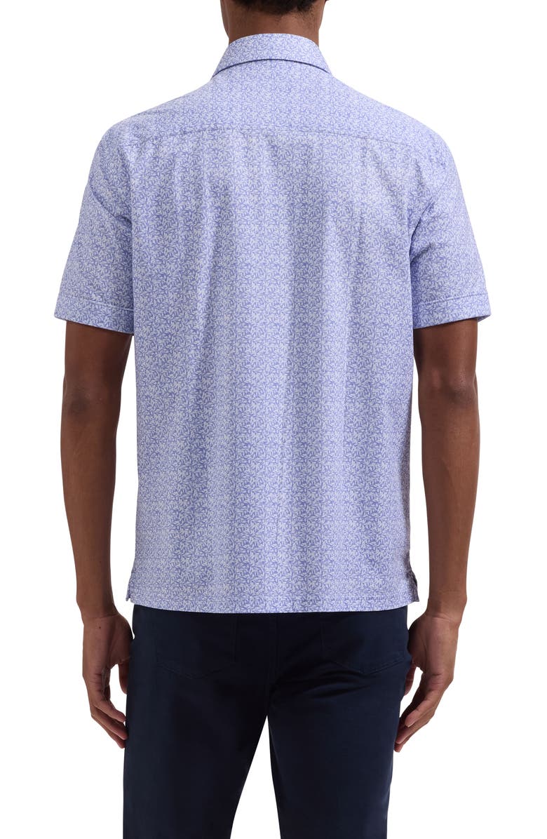 Bugatchi Milo OoohCotton<sup>®</sup> Leaf Print Short Sleeve Button-Up Shirt, Alternate, color, Orchid
