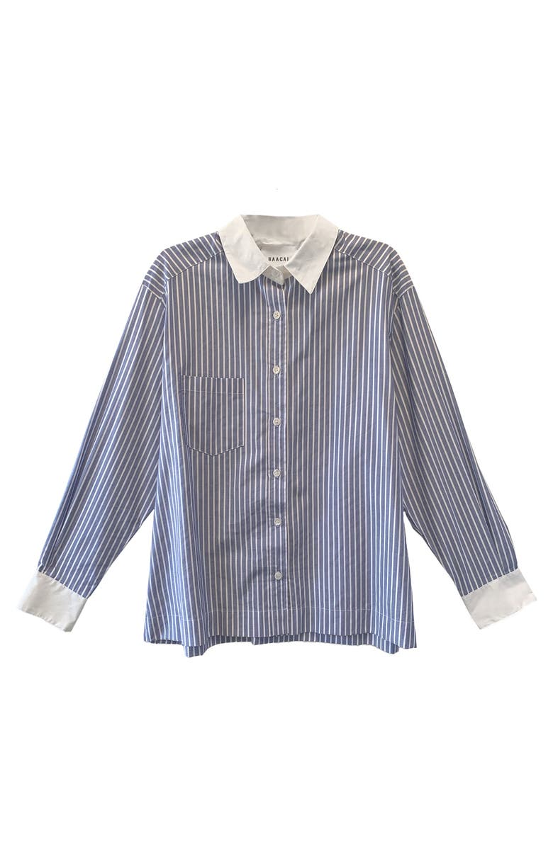 BAACAL Perfect Oversized Stripe Shirt, Main, color, French Blue #2