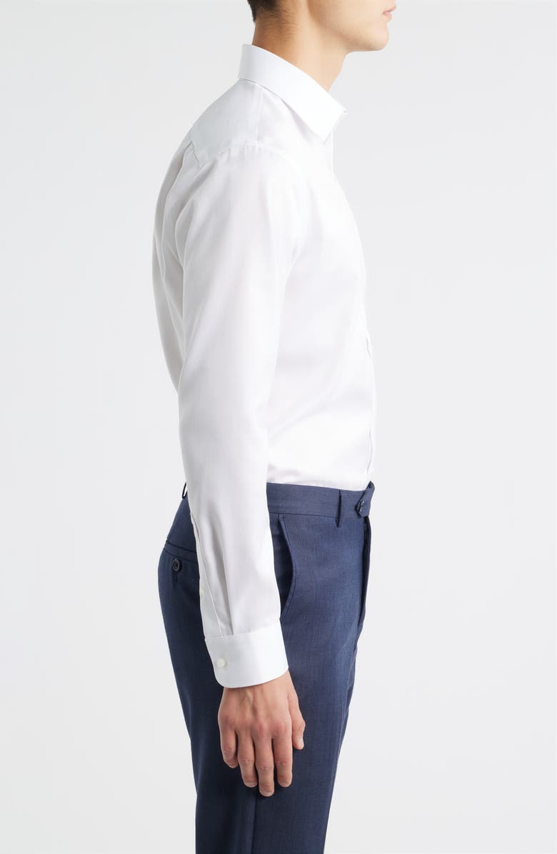 Nordstrom Trim Fit Solid Premium Non-Iron Cotton Herringbone Dress Shirt, Alternate, color, White Twist Pat