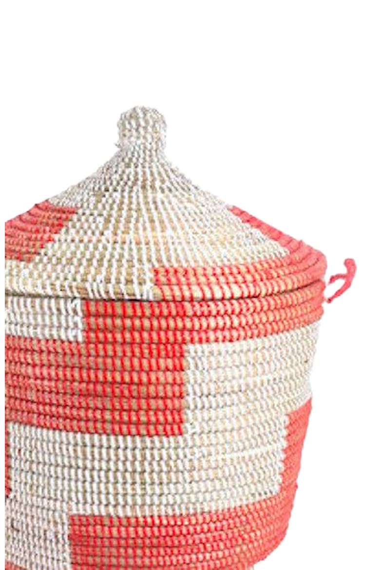 Dou Lid Storage Basket Stripe Red Medium Storage, Alternate, color, Red Stripe