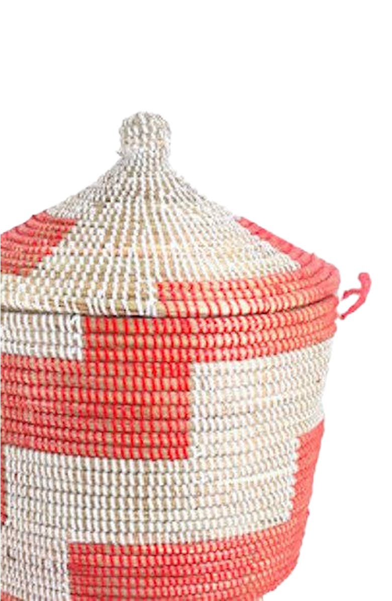 Mbare Dou Lid Storage Basket Stripe Red Medium Storage, Alternate, color, 