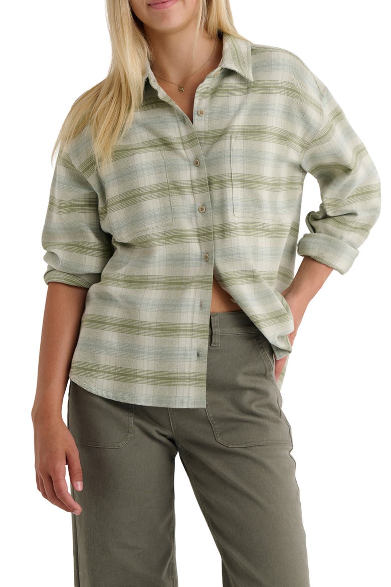SeaWool Flannel Shirt, Main, color, PLAID OIL GREEN