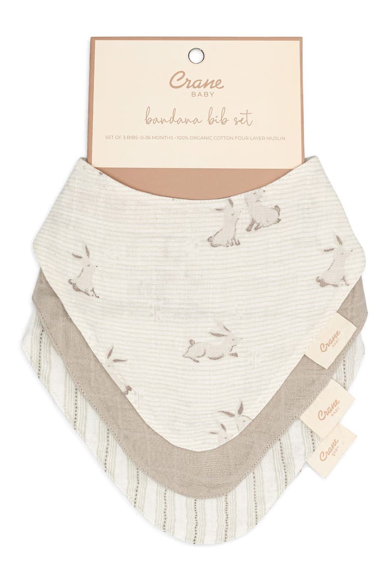Avery 3-Pack Cotton Muslin Bandana Bibs, Alternate, color, IVORY