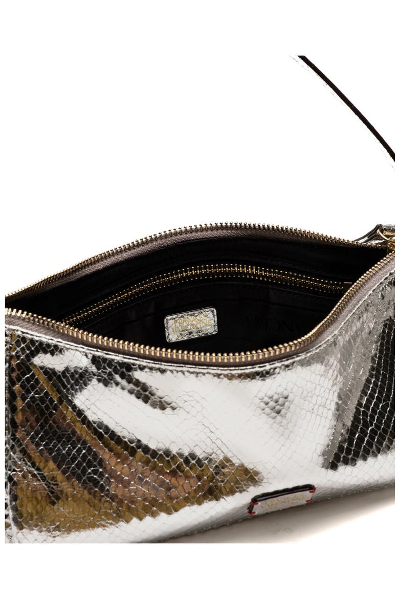 Mia Snakeskin Embossed Metallic Leather Shoulder Bag, Alternate, color, SILVER