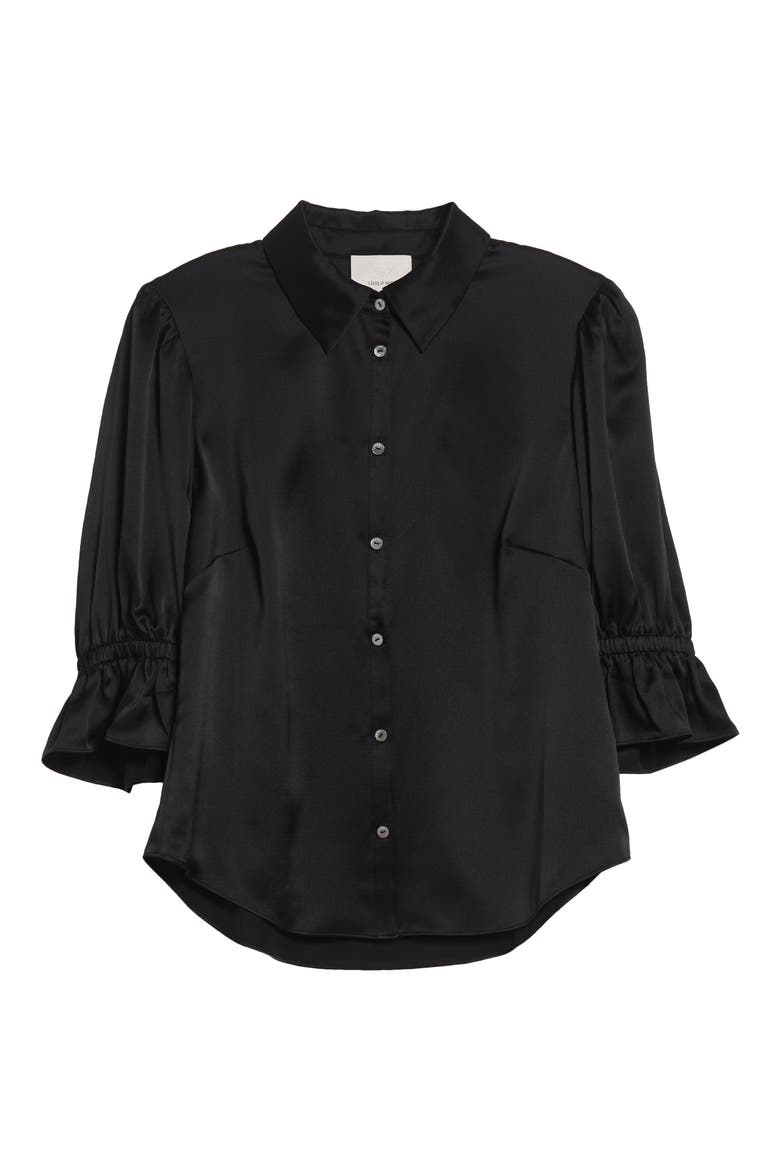 Cinq à Sept Fiona Ruffle Cuff Silk Button-Up Shirt (Women) | Nordstrom