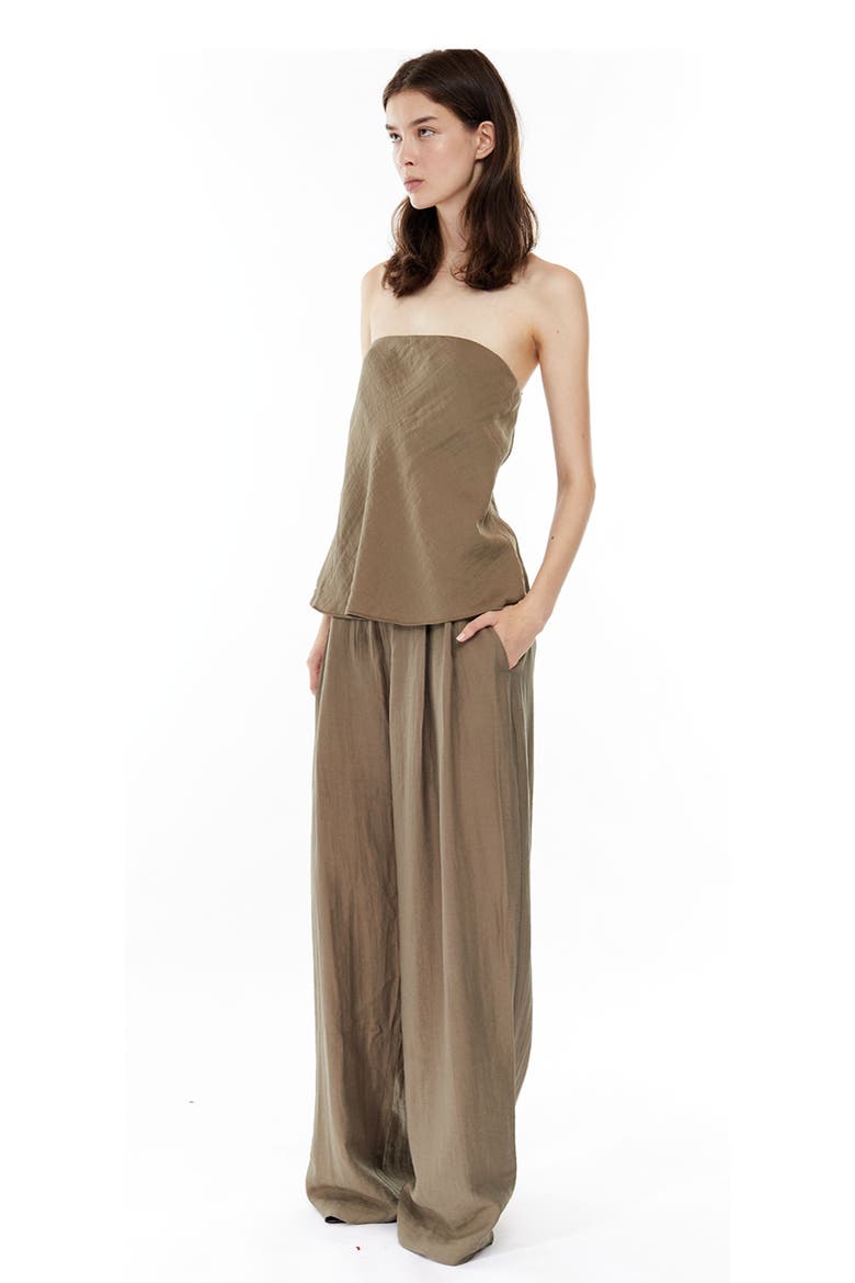 Hedi Mid Waist Tailored Linen Pants, Alternate, color, Olive-green