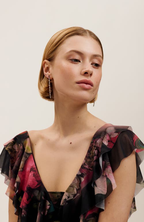 Ted Baker Isalie Cubic Zirconia Baguette Linear Drop Earrings In Silver Tone/clear Crystal
