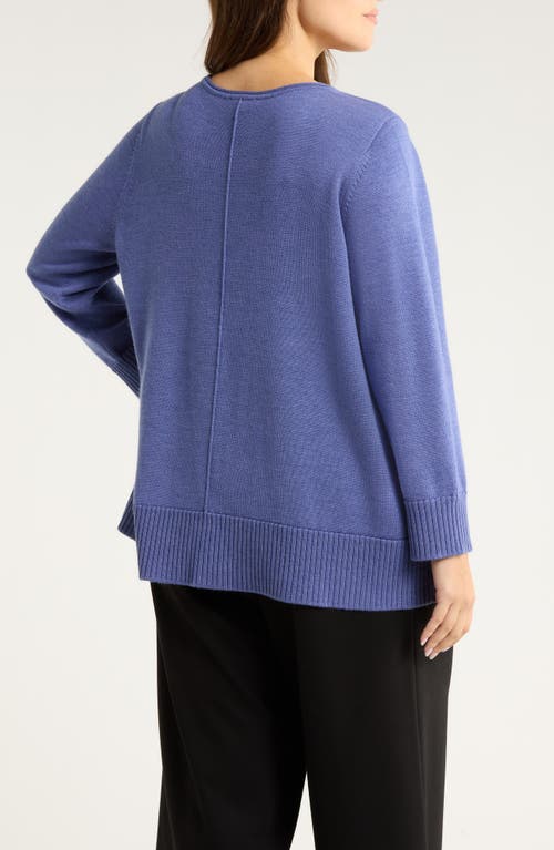 Eileen Fisher Crewneck Wool Sweater In Blue