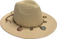 MARCUS ADLER Sea Shell Charm Straw Cowboy Hat