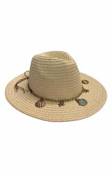 MARCUS ADLER Sea Shell Charm Straw Cowboy Hat
