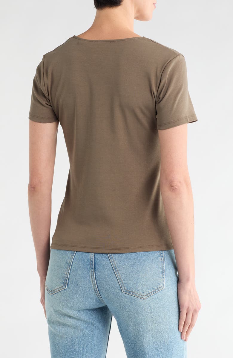 T Tahari Twist Front V-Neck T-Shirt, Alternate, color, Khaki