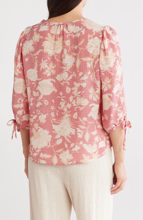 Shop Renee C Floral Puff Sleeve Blouse In Pink