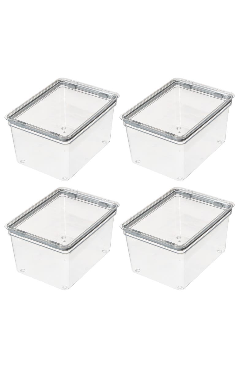iDesign Large Food Storage Bin with Airtight Lid - Set of 4 - Clear, Main, color, Clear