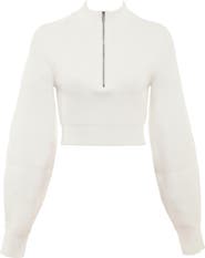 HOUSE OF CB Reeve Rib Half Zip Crop Sweater