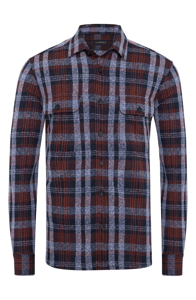STUDIO GARNET LOS ANGELES Plaid Knit Button-Up Shirt, Alternate, color, Burgundy