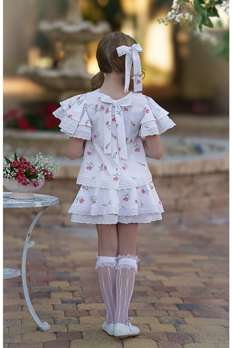 Tulip Cotton Blouse and Shorts Set, Alternate, color, White Tulip Print