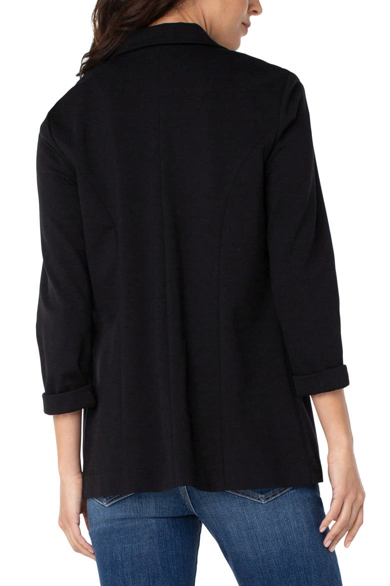 Princess Detail Unlined Boyfriend Blazer, Alternate, color, BLACK