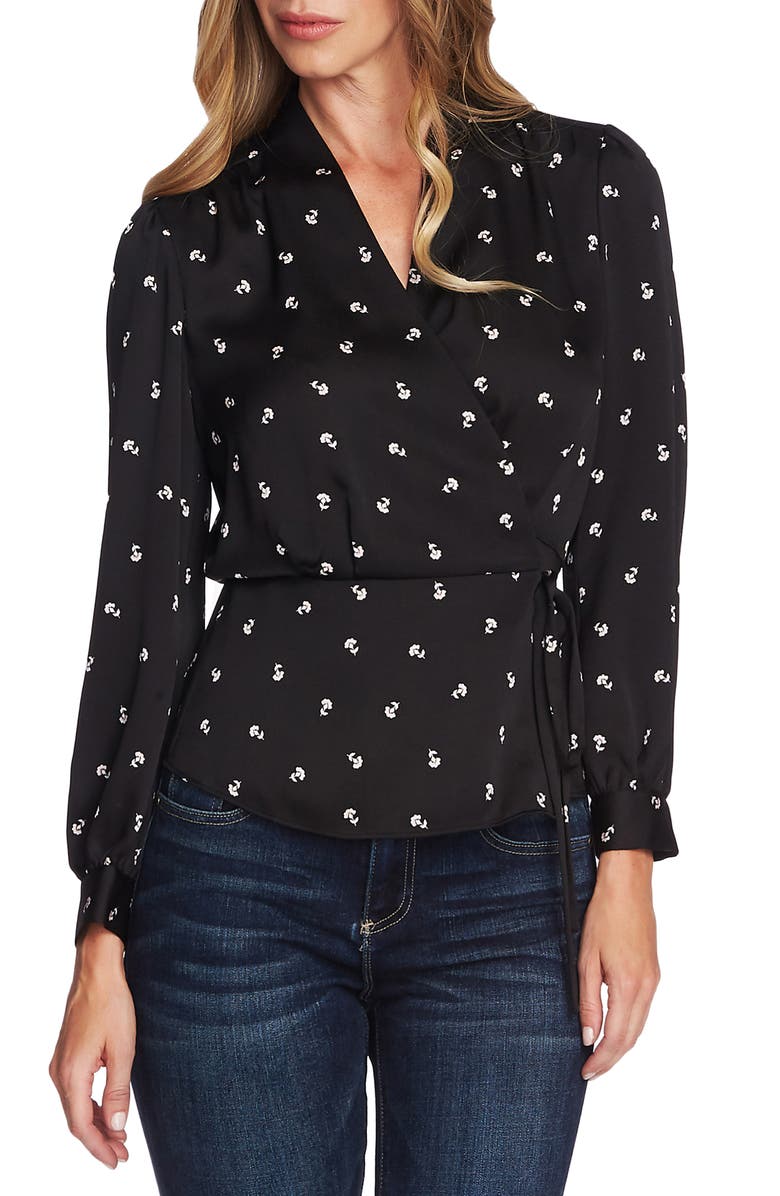 Vince Camuto Wrap Front Peplum Blouse, Main, color,