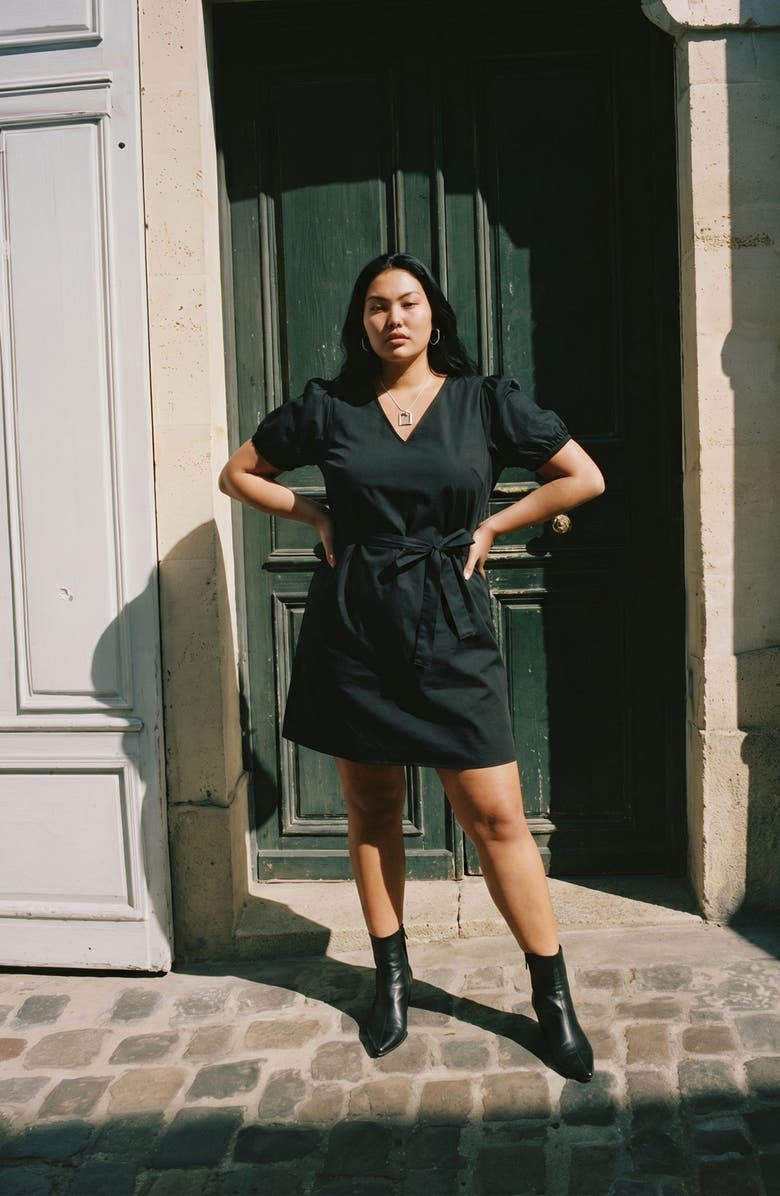 VERO MODA Tie Waist Dress, Alternate, color, Black