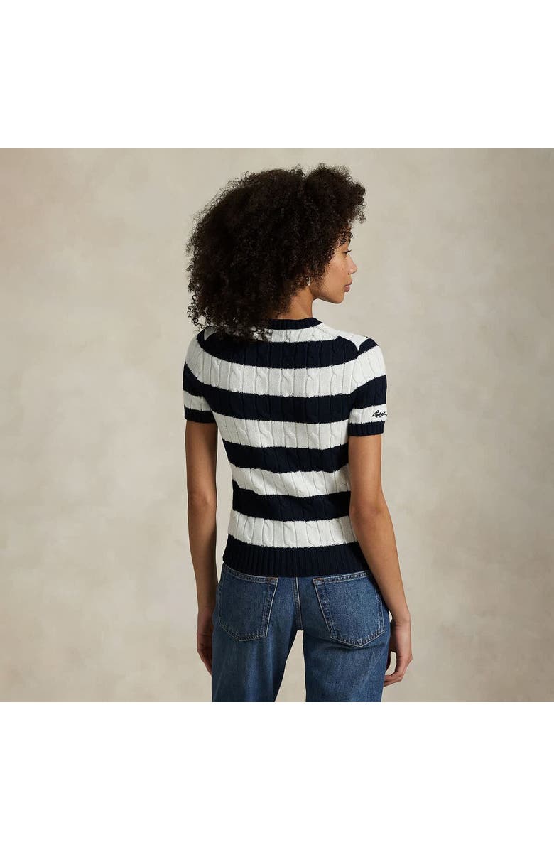 Polo Ralph Lauren Navy/White Yankees  Short Sleeve Cable Knit Sweater, Alternate, color, 