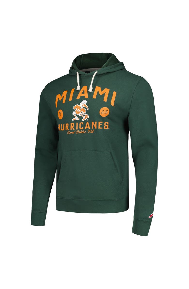 LEAGUE COLLEGIATE WEAR Men's League Collegiate Wear  Green Miami Hurricanes Bendy Arch Essential Pullover Hoodie, Alternate, color, Green