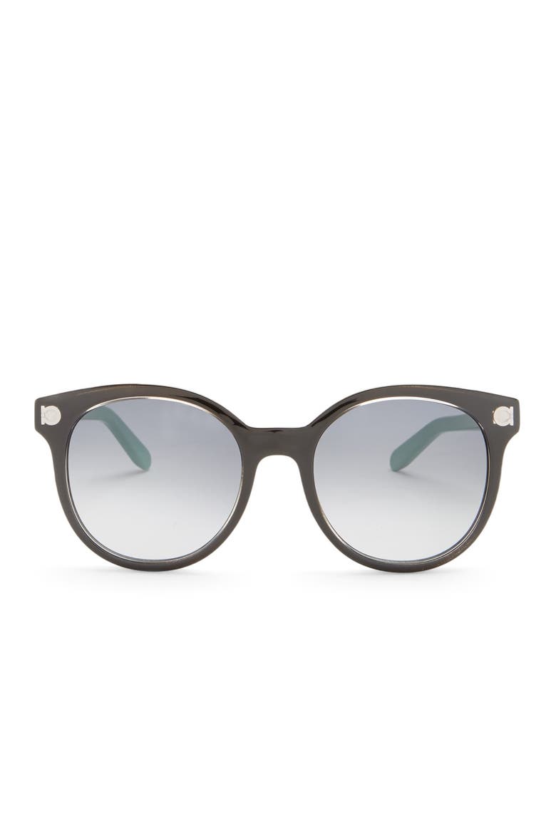 53mm Round Acetate Sunglasses, Main, color, CRYSTAL BLACK