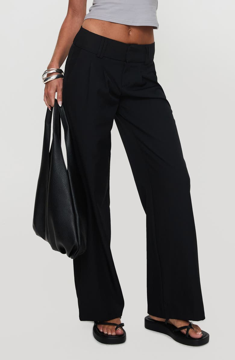 Princess Polly Two Lovers Low Rise Straight Leg Pants, Main, color, Black