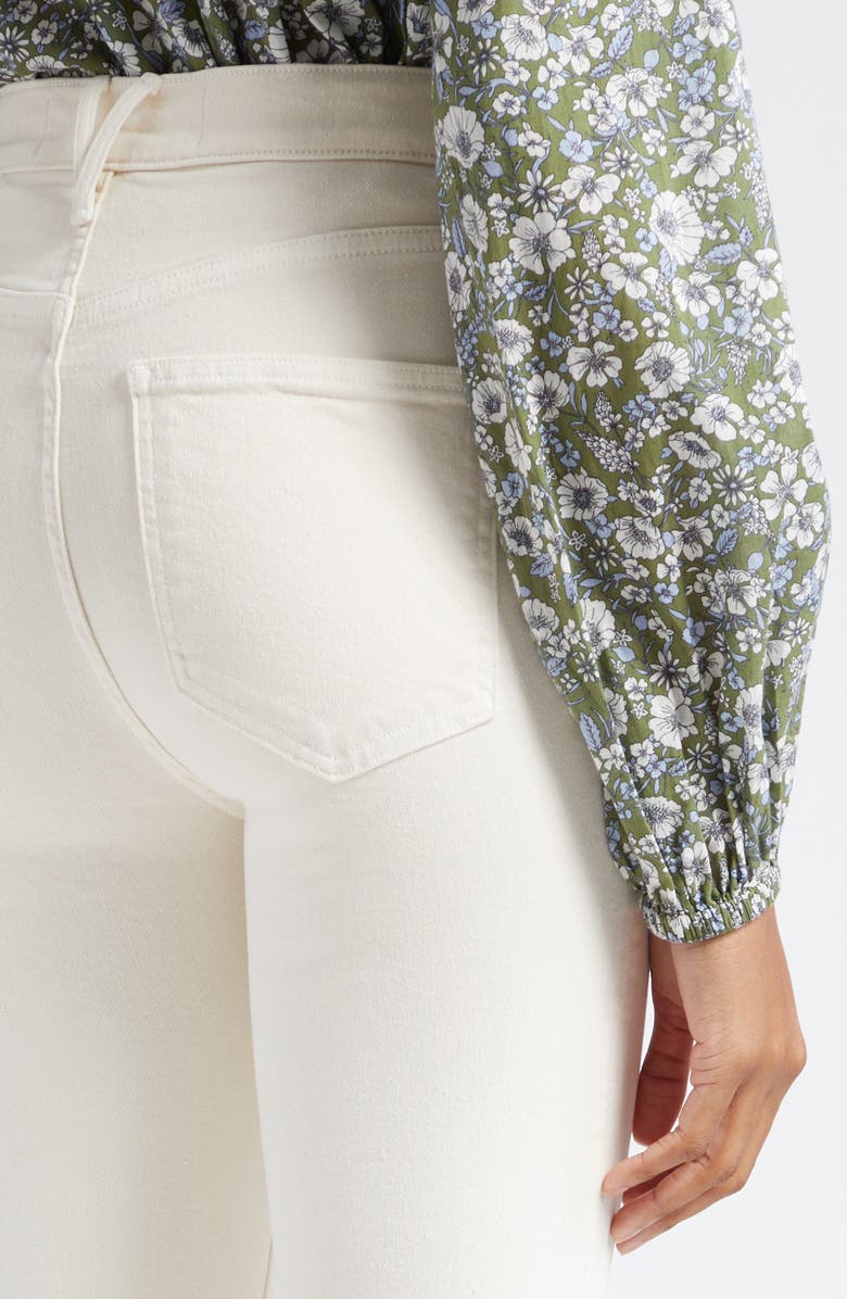 Veronica Beard Carly High Waist Raw Hem Kick Flare Jeans, Alternate, color, Ecru