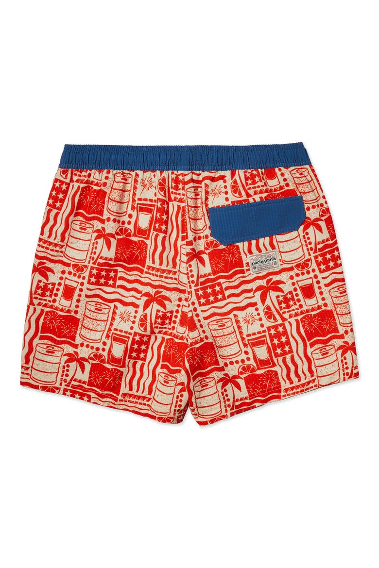 Pourth of July Happy Hour 5-Inch Swim Trunks, Alternate, color, CREAM
