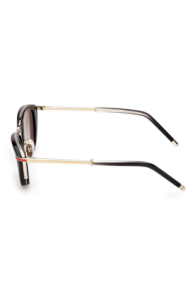 54mm Geometric Sunglasses, Alternate, color, BLACK / GOLD / ZEISS SMOKE