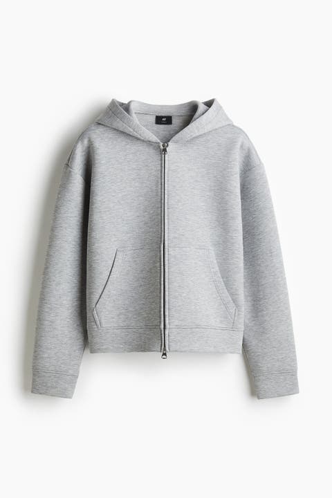 Loose Fit Scuba Knit Zip-through Hoodie