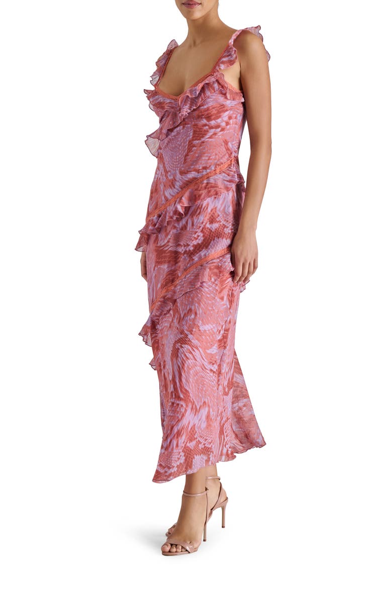 Versailles Sleeveless Ruffle Dress, Alternate, color, PINK SNAKE